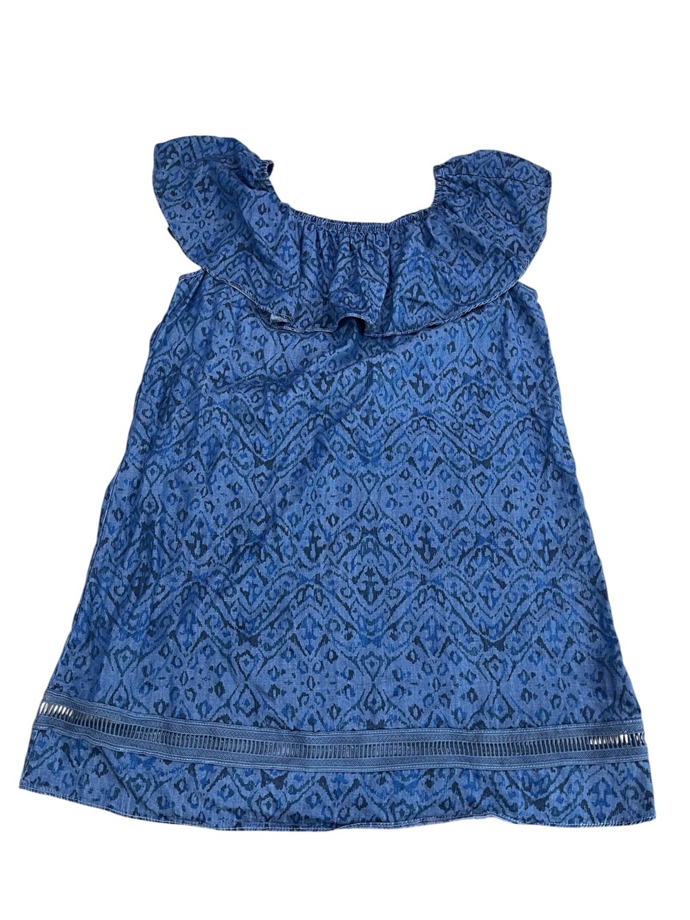 Soft Surroundings Blue Ikat Print Off The Shoulder Dress Womans Size large - Picture 2 of 6